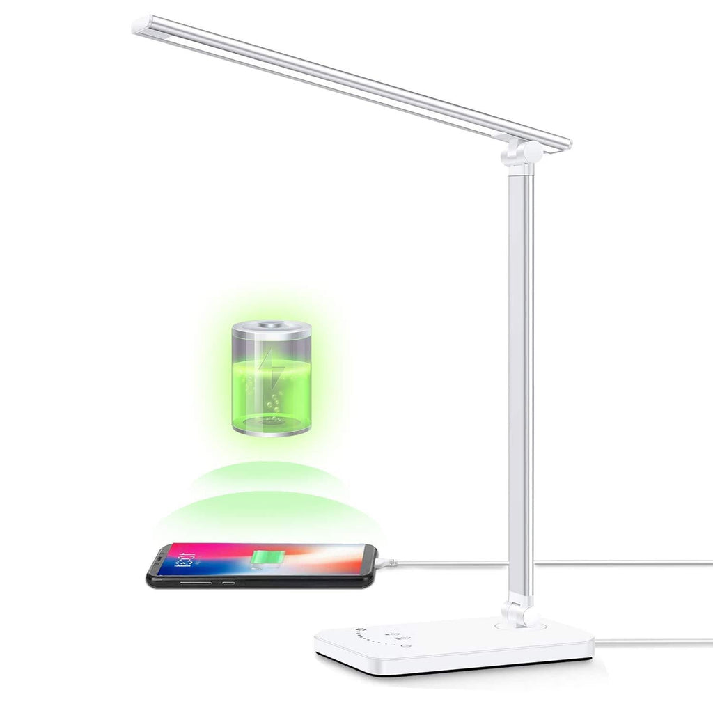Pro Eye-Caring Natural Light Touch Table LED Desk Lamp with USB Charging Port Rechargeable 2000mah Battery Home Office Reading Kids Study Small Lamps, 5 Color, 5 Brightness Levels, 0.5/1h Timing White - LeoForward Australia