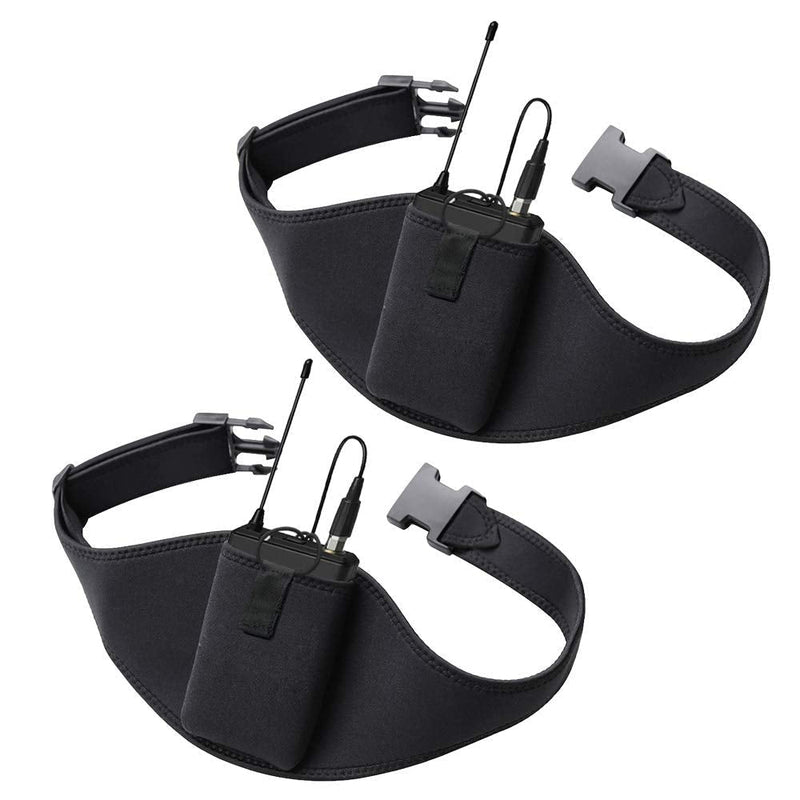  [AUSTRALIA] - IRASPIN Mic Belt - Microphone Belt with Innovative Rubber Band Lock - Improved Adjustability Comfortability Durability For Fitness Instructors, Fitness Class,Public Speaking,Theatre,Pilates Teachers 2 PACK-Velcro Black