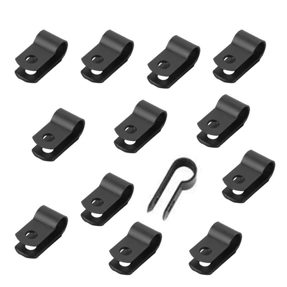  [AUSTRALIA] - 100 Pieces 1/4 Inch (6.4mm) Nylon R-Type Cable Clips Wire Clamp R-Type Cable Clamp R-Shaped Cord Organizer Clips Nylon Wire Cord Clip Fixer for 1/4 Inch Outer Diameter Wire or Tube, Black