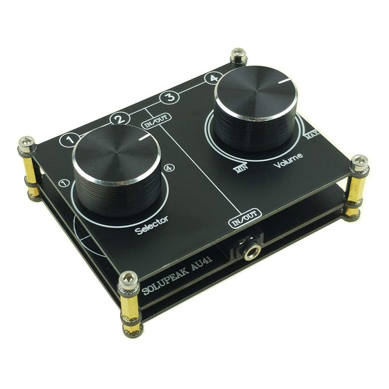  [AUSTRALIA] - 3.5mm AUX Cable Switcher, 4 Input 1 Output, AUX 1/8" Source Stereo Splitter, Audio Selector Box, Signal Switch with Volume Control for Home Audio 4 ports 3.5mm switch(4 IN 1 OUT)
