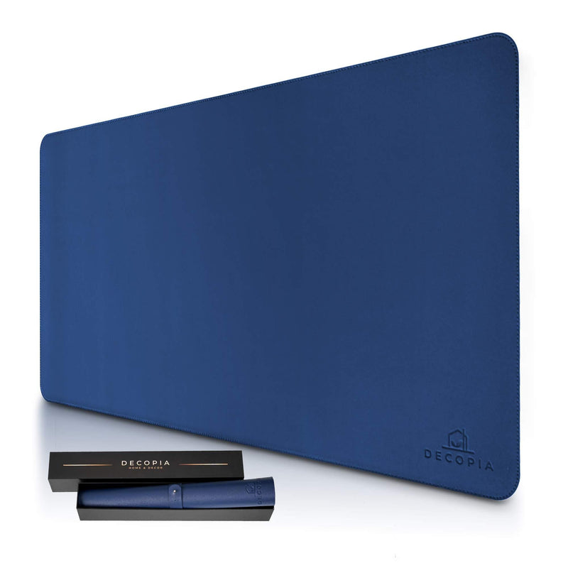 DECOPIA Desk Mat-Office Mouse Pad with Anti-Slip Suede Bottom31.5x15.7-inch Desk Pad for Men and Women and Practical-Waterproof Soft PU Leather Design with Strengthened Edge Finish (Dark Blue) Dark Blue - LeoForward Australia