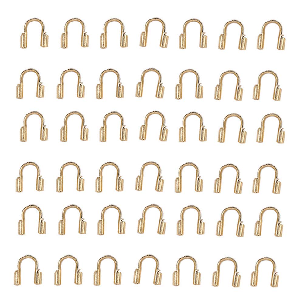  [AUSTRALIA] - 200 Pieces Wire Protector Wire Guard Guardian Protectors Wire Cable Protector Loops U Shape Accessories 4.5x4 mm for Jewelry Making, Golden