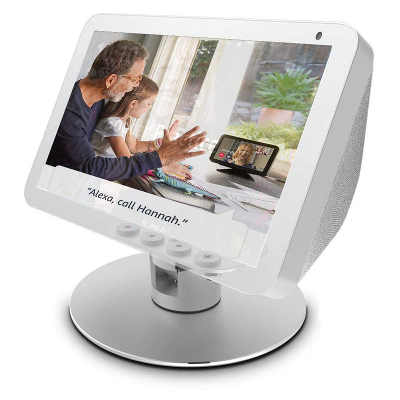  [AUSTRALIA] - ATOPKUWAR Stand for Amazon Echo Show 8, Echo Show 8 Adjustable Stand, Horizontal 360 Rotation Longitudinal Angle Change Echo Show 8 White MY012-02