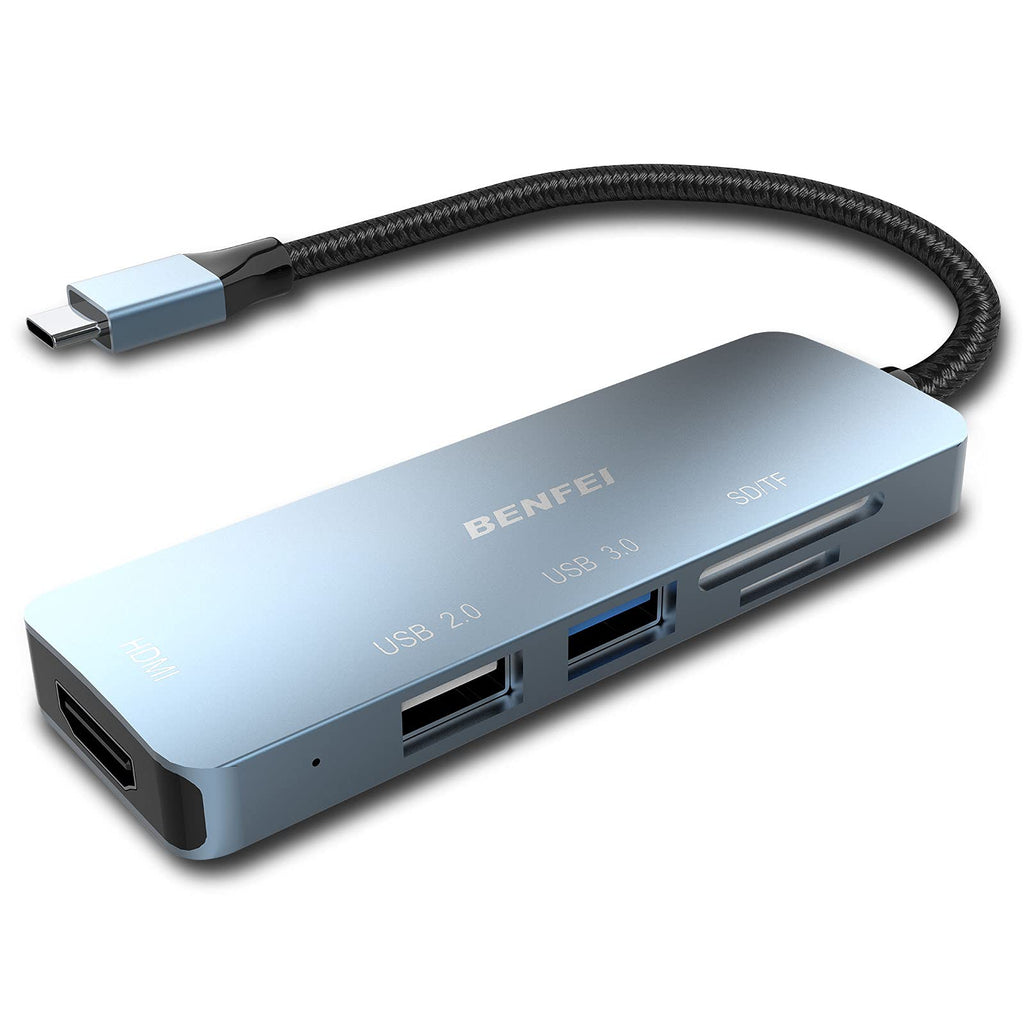  [AUSTRALIA] - USB C to HDMI, Benfei USB Type-C Hub, 2 Port USB-C to USB, USB C to SD/TF Card Compatible with MacBook Pro 2019/2018/2017, Samsung Galaxy S9/S8, Surface Book 2, Dell XPS 13/15, Pixelbook and More Gray