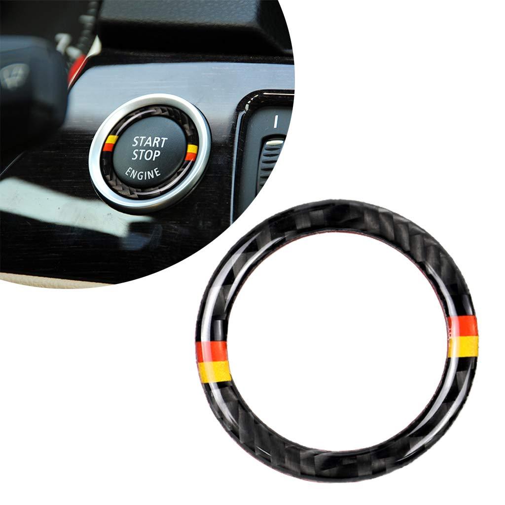 Carbon Fiber Car Engine Start Stop Ignition Key Ring Sticker for BMW E90 E92 E93 3 Series Engine Start Button Cover (German Flag Color) German Flag Color - LeoForward Australia