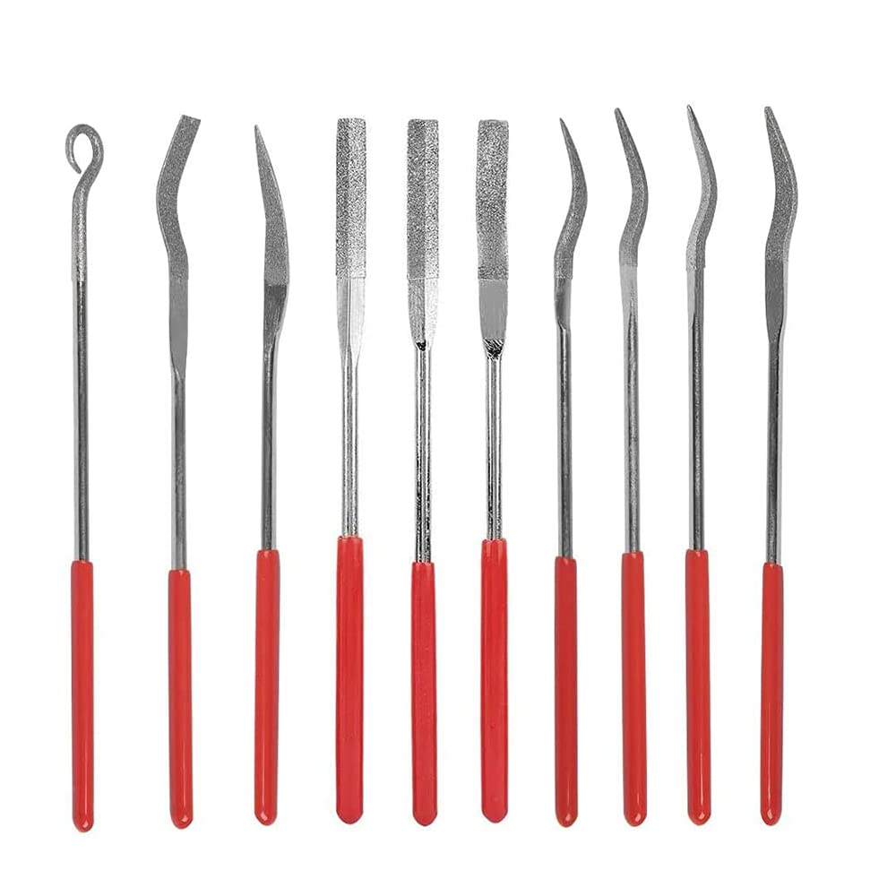  [AUSTRALIA] - Bestgle 10Pcs Mini Diamond Needle File Set Jewelers Hand Files Tool Kit for Metal Ceramic Stone Jewelry Rough Carving Glass Filing, 140mm/5.1" Length 3*140mm(A)