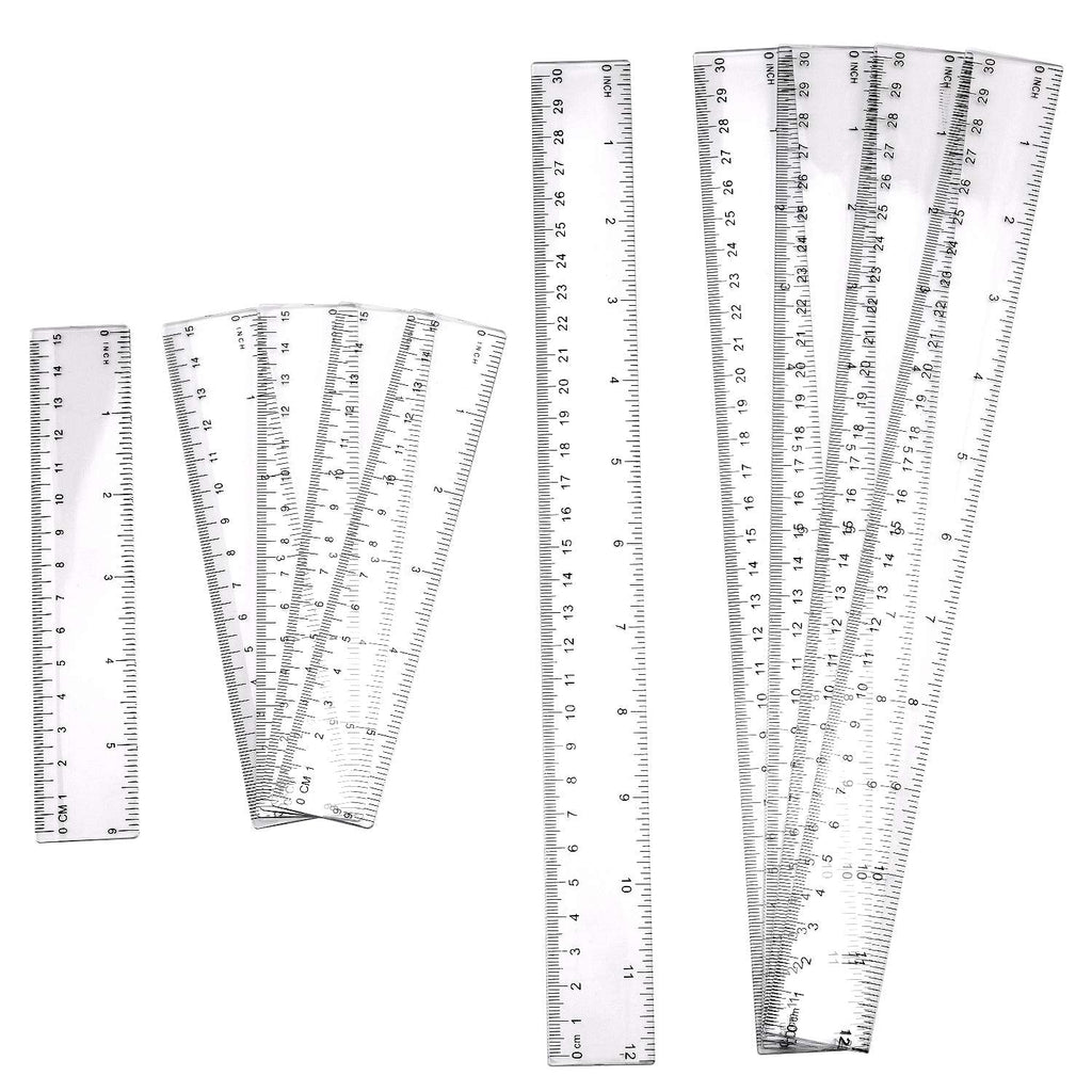  [AUSTRALIA] - TOYMIS 10 Pack Clear Plastic Ruler 6 Inch & 12 Inch Straight Ruler Transparent Plastic Ruler Kit Measuring Tool for School Office Student Supply