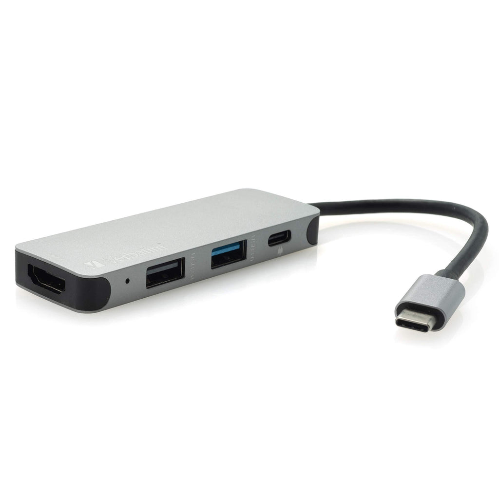 Verbatim 4-in-1 USB C Hub Adapter with 4K HDMI, 60W Power Delivery, USB 3.0, USB 2.0 for USB C Laptops 4 in 1 Hub with Dongle - LeoForward Australia