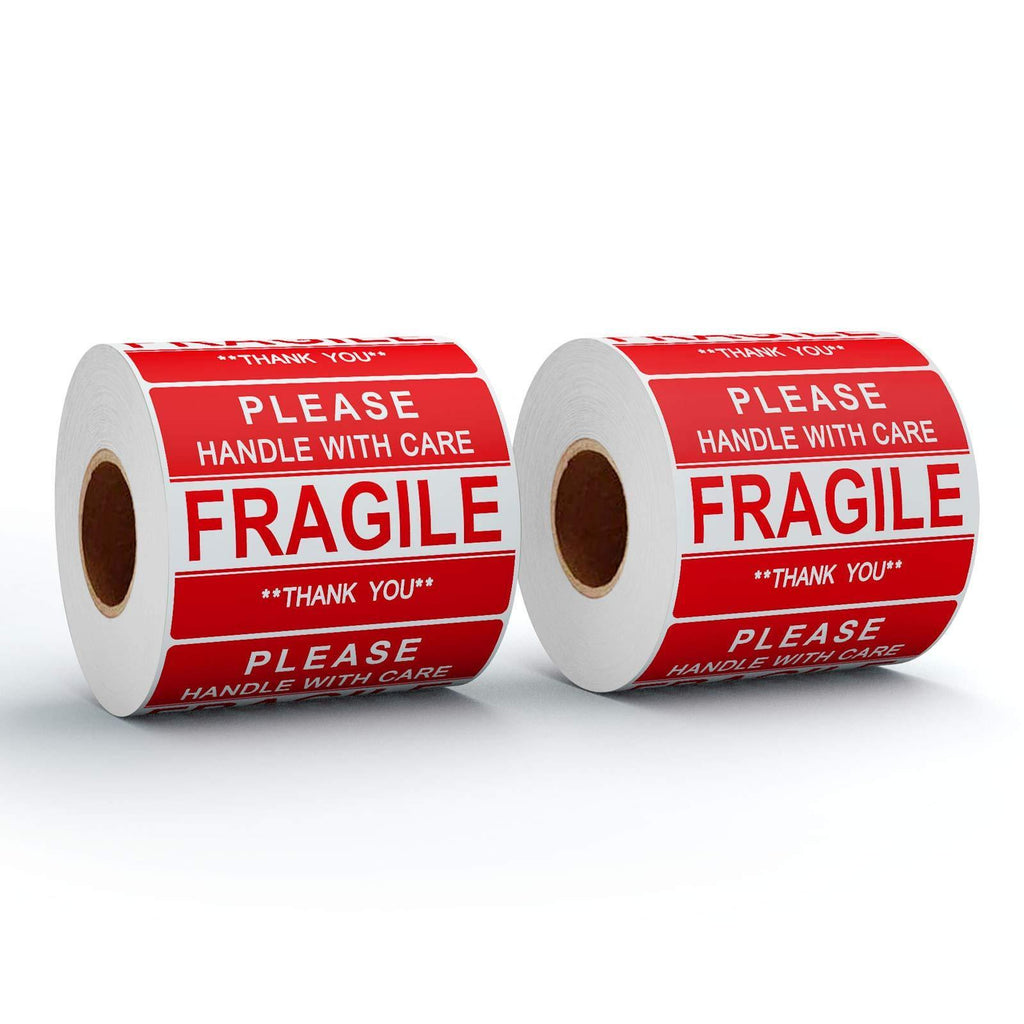 Anylabel 3 x 2 inch Handle with Care Fragile Thank You Warning Packing Shipping Label Stickers Permanent Adhesive (2 Rolls, 1000 Labels) 2 roll - LeoForward Australia