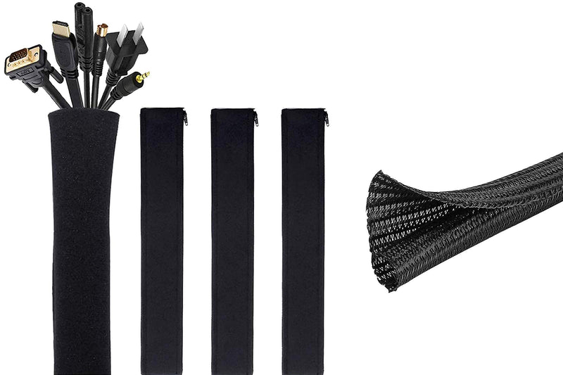  [AUSTRALIA] - JOTO [4 Pack] 19-20 Inch Black Cable Management Sleeve Bundle with 26ft – 1/2 inch Black Cable Management Protector