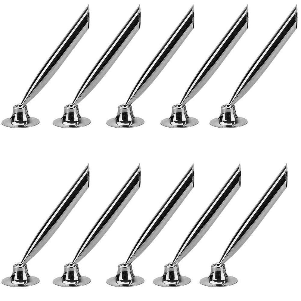 ICYANG 10 Pieces Desk Pen Holder Stand Funnel Base Metal Desktop Pen Pencil for Home Office Hotel Counter Pens for Bank Lobbies - LeoForward Australia