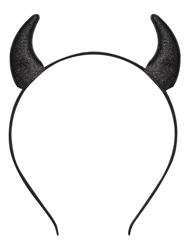 Glitter Devil Horns Headband Halloween Fancy Dress Cosplay Hairband Black - LeoForward Australia