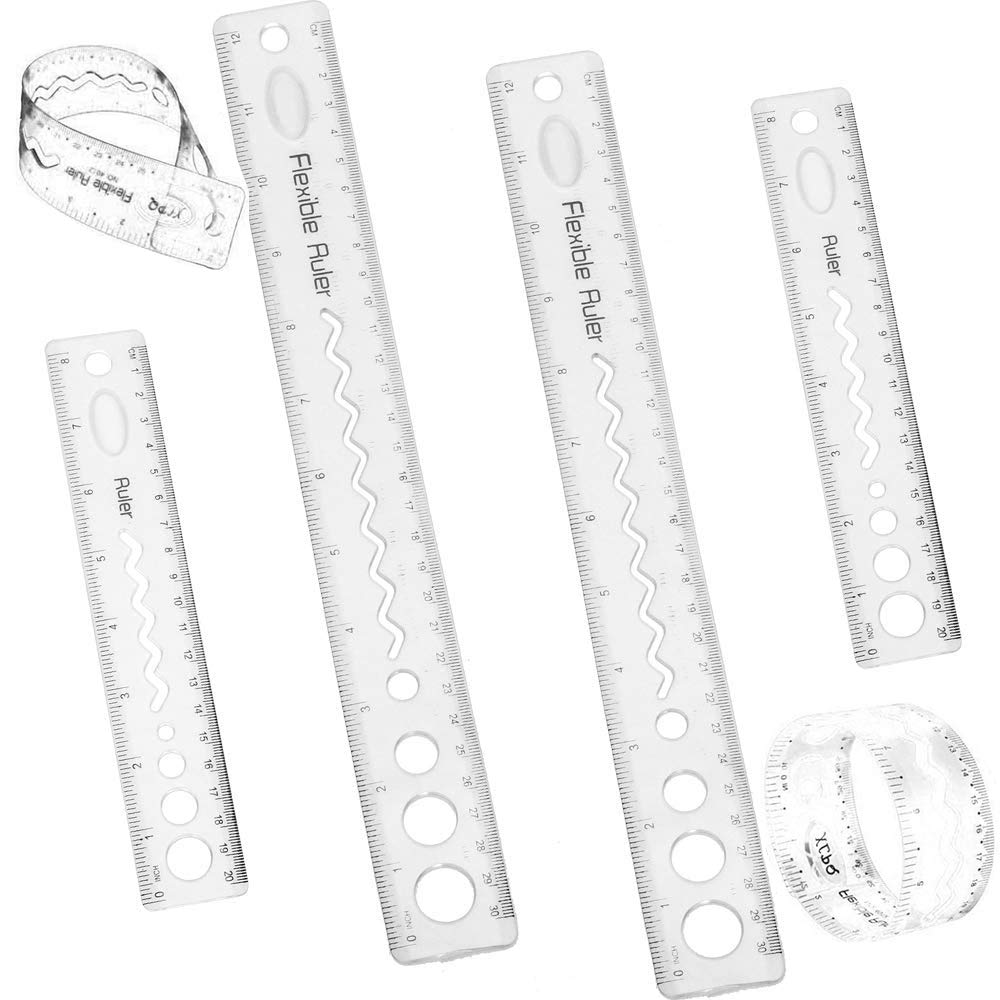  [AUSTRALIA] - 20CM/8INCH 30CM/12INCH Unbreakable Clear Rulers Dual Scale Bendable Flexible Rubber Rulers Transparent Shatterproof Straight Plastic Flexi Folding Rulers School,Classroom,or Office Kids/Adults(4PCS)