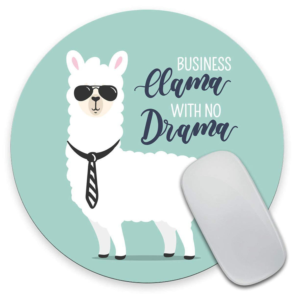 Amcove Cute Alpaca Mouse Pad, Business Llama with no Drama,Office Desk Accessories, Llama Gifts for Her, Office Decor, Llama Round Mousepad, Quote Mouse Pad, Desk Decor Amr17 - LeoForward Australia