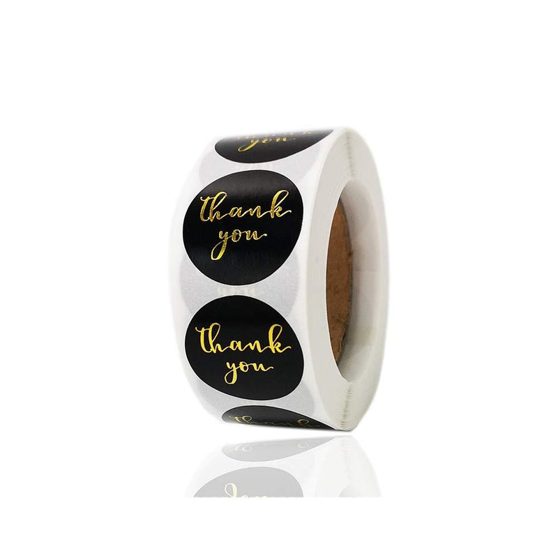1" Thank You Stickers, Gold Foil Fonts Black Thank You Stickers Roll for Business, Bubble Mailers, Packaging Bags, Boxes, Envelopes, Gifts for Sealing and Decoration, 500 Labels Per Roll - LeoForward Australia
