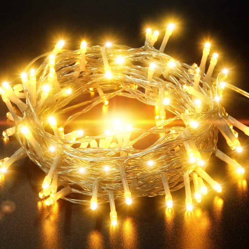  [AUSTRALIA] - 33FT 100 LED Battery Operated String Lights, IP65 Waterproof Outdoor Fairy Lights with 8 Lighting Modes, Timer and Memory Program Perfect for Christmas Wedding Party Bedroom Garden Patio - Warm White 100 LED Warm White
