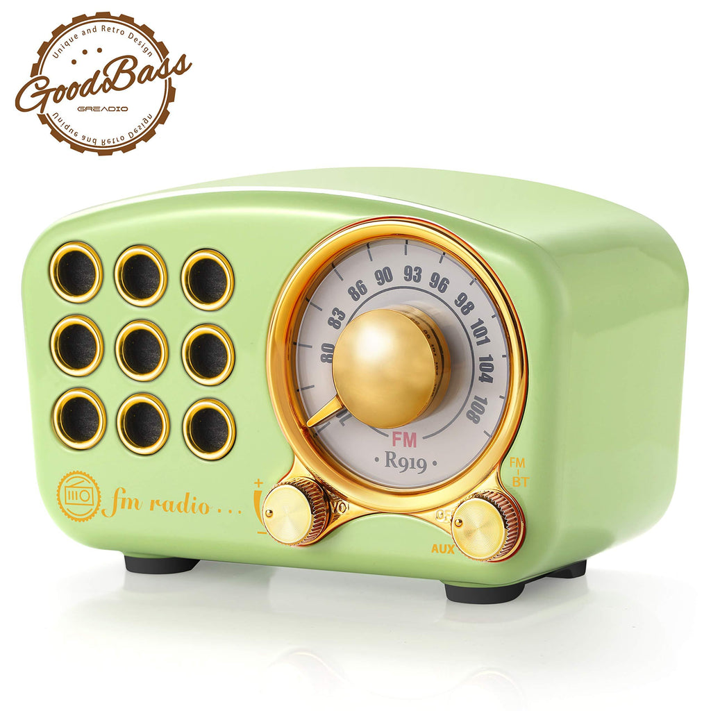 Retro Bluetooth Speaker, Vintage Radio-Greadio FM Radio with Old Fashioned Classic Style, Strong Bass Enhancement, Loud Volume, Bluetooth 4.2 Wireless Connection, TF Card and MP3 Player (Green) Green - LeoForward Australia