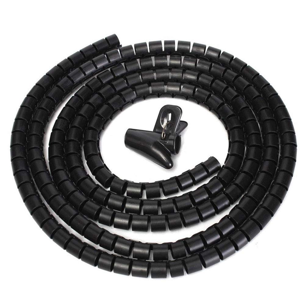  [AUSTRALIA] - PZRT Inner Diameter 8mm Long 2m Line Organizer Pipe Protection Spiral Wrap Winding Cable Wire Protector Cover Tube Cable Spiral Wrap Cable Management, Black