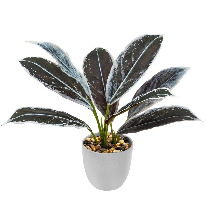  [AUSTRALIA] - Fake Plants, Potted Artificial Plants Pinstripe Fiddle Leaf Fig Small Faux Plants Looking Real Used for Home Floor Bathroom Office Bedroom Coffee Desk Indoor Plant Decoration Deep Green