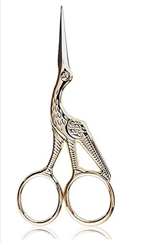  [AUSTRALIA] - 3.6" Stainless Steel Tip Classic Stork Scissors Crane Design Sewing Scissors DIY Tools Small Shear for Embroidery, Craft, Needle Work, Art Work Everyday Use Gold Scissors