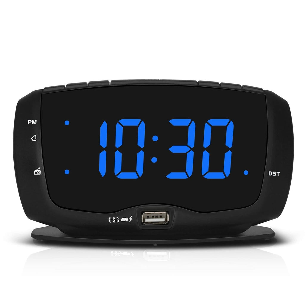  [AUSTRALIA] - DreamSky Alarm Clock Radio with Dual USB Charging Port,1.4 Inches Clear Readout, Lightweight Alarm Clock for Bedrooms, Digital Clocks with Snooze and Dimmer Setting, DST. Black