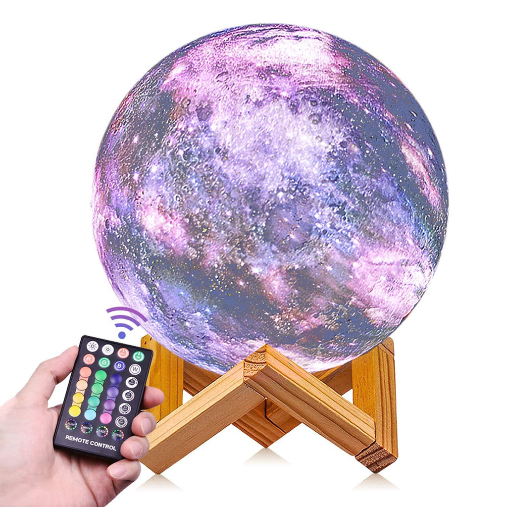  [AUSTRALIA] - Moon Lamp, DTOETKD 16 Colors Galaxy Lamp 3D Print Moon Light with Stand, Remote & Touch Control, USB Rechargeable Starry Night Lights for Kids, Birthday Gifts for Boys Girls Couples Friends 4.8 inch