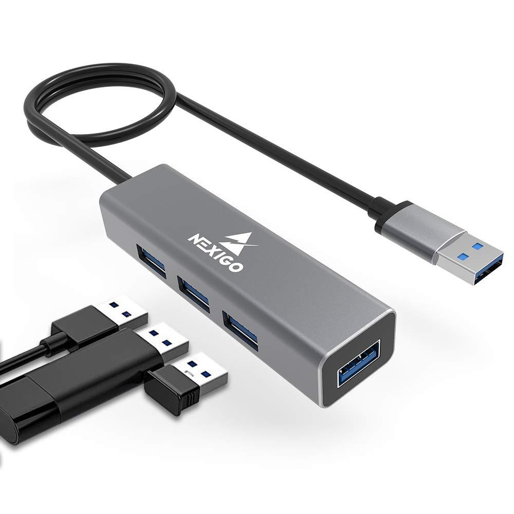 NexiGo 4-Port USB 3.0 Hub, Aluminum Portable USB Hub, 2 Ft Cable, [5Gbps High Speed, 4.5W Charging Supported] for MacBook, Mac Pro/Mini, iMac, Surface Pro, Laptop, USB Flash Drives, Hard Drives - LeoForward Australia