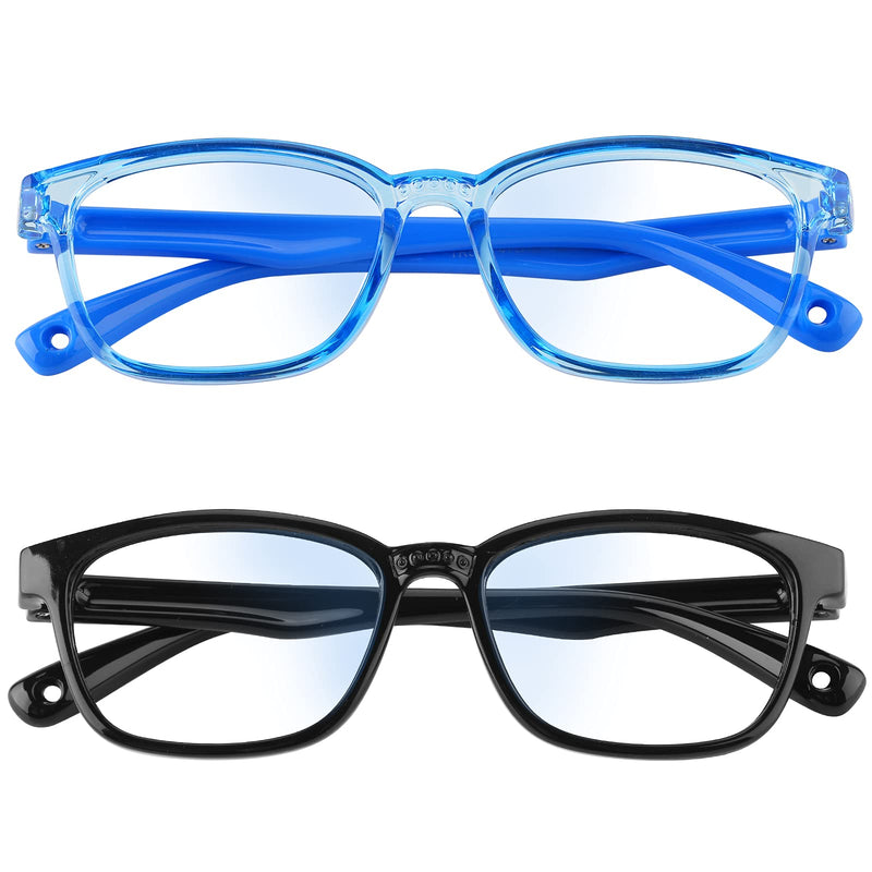 Konikit Kids Blue Light Blocking Glasses 2 Pack,Anti Eyestrain,Blu-ray Filter,Computer/Gaming/TV Glasses for Boys Girls Age 3-12 A. 2 Pack - Black+blue - LeoForward Australia