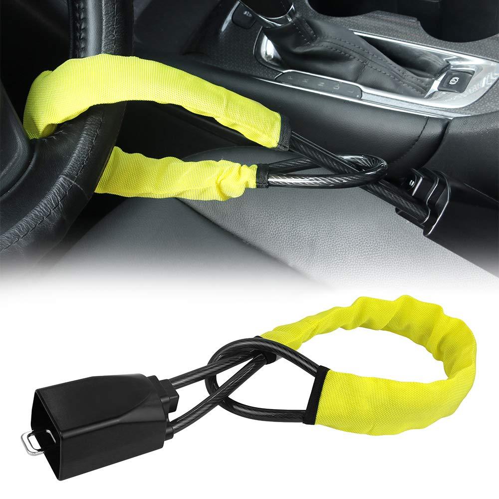 Steering Wheel Lock Seat Belt Lock Security Vehicle Seatbelt Lock Anti-Theft Handbag Lock Fit Most Cars SUV Yellow 2 Keys - LeoForward Australia