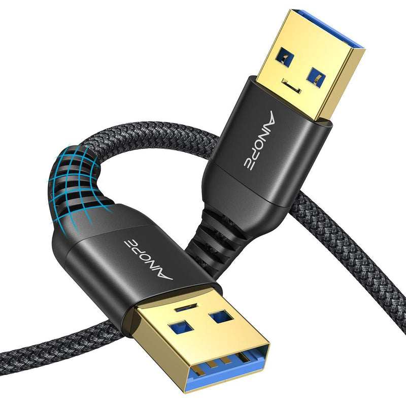 AINOPE USB 3.0 A to A Male Cable 6.6FT+6.6FT,USB 3.0 to USB 3.0 Cable [Never Rupture] USB Male to Male Cable Double End USB Cord Compatible with Hard Drive Enclosures, DVD Player, Laptop Cool-Black Black - LeoForward Australia