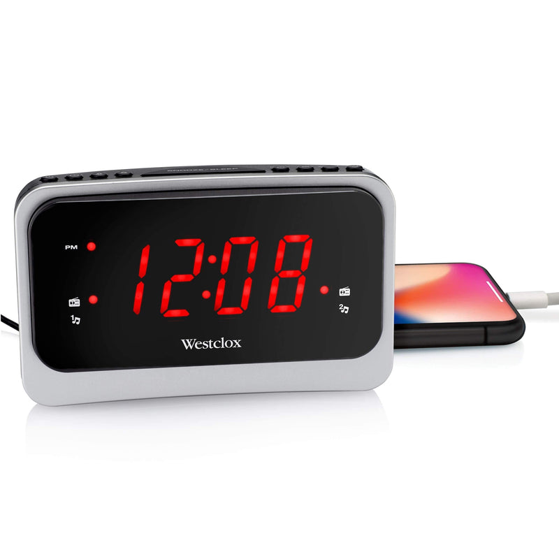 Westclox 80231NS 1.4-Inch Red LED Clock Radio with Nature Sounds and 1 Amp USB - LeoForward Australia