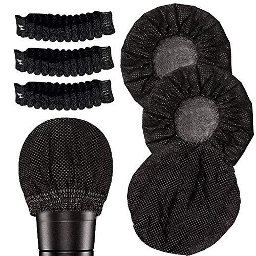  [AUSTRALIA] - 140 Pieces Disposable Microphone Cover Non-Woven Microphone Cover Windscreen Mic Cover Protective Cap for KTV Recording Room News Gathering, 3 Inch (Black) Black