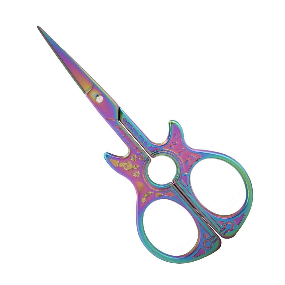  [AUSTRALIA] - Naroote Vintage Craft Shears Stainless Steel Guitar Pattern Embroidery Art Work Sewing Tming Scissors(Color)