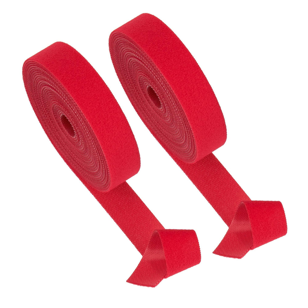  [AUSTRALIA] - BRAVESHINE 2 Rolls Cable Management Fastening Tape Strips - 3/4 Inch 5 Yards Reusable Cable Ties Cord Organizer - Self Locking Hook Loop Wire Bundling Straps for Home, Office or Garden Use - Red