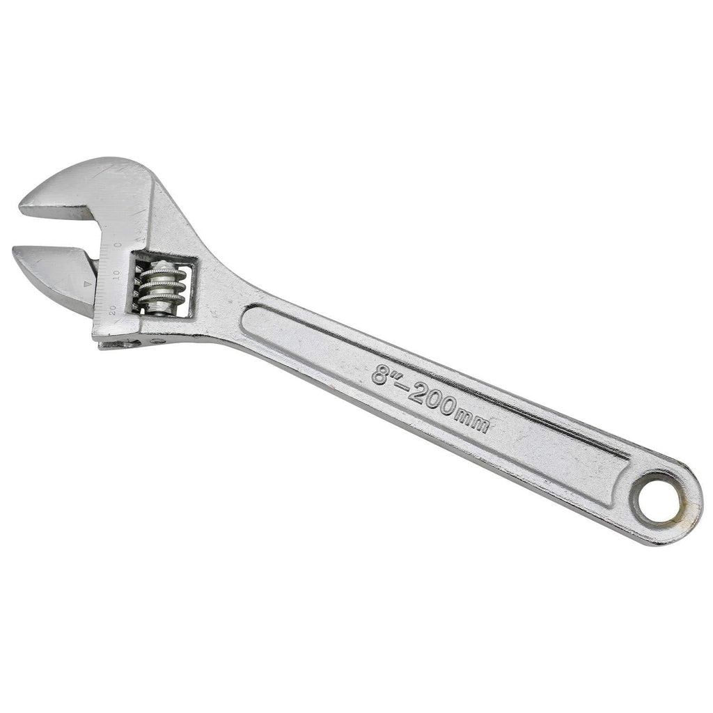 Casoter 8" Silver Adjustable Wrench Expert Hand Tool with 25mm Wide Jaw Openging Heat Treated Chrome-plated Drop Forged Classic DIY Wrench 8 Inch - LeoForward Australia