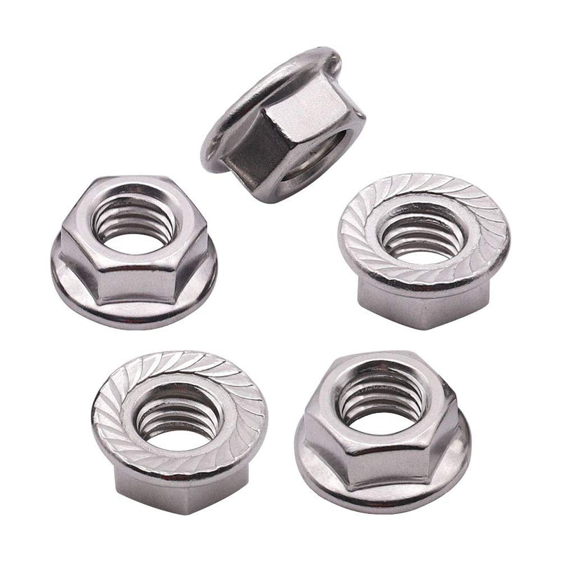  [AUSTRALIA] - M6 x 1.0mm Serrated Flange Hex Locknuts (100 Pack), 304 Stainless Steel 18-8 lock nut, Finish Hex lock Nut M6 (100 pcs)