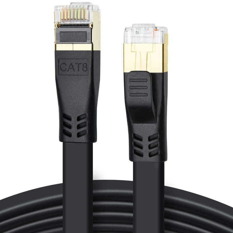  [AUSTRALIA] - CAT 8 Ethernet Cable, 10ft High Speed 40Gbps 2000MHz 26AWG Shielded Flat Heavy Duty S/FTP CAT8 Gigabit Internet Network LAN Patch Cord for Xbox, PS5, PS4, Gaming, Router, Modem, Switch (10 Feet Black)