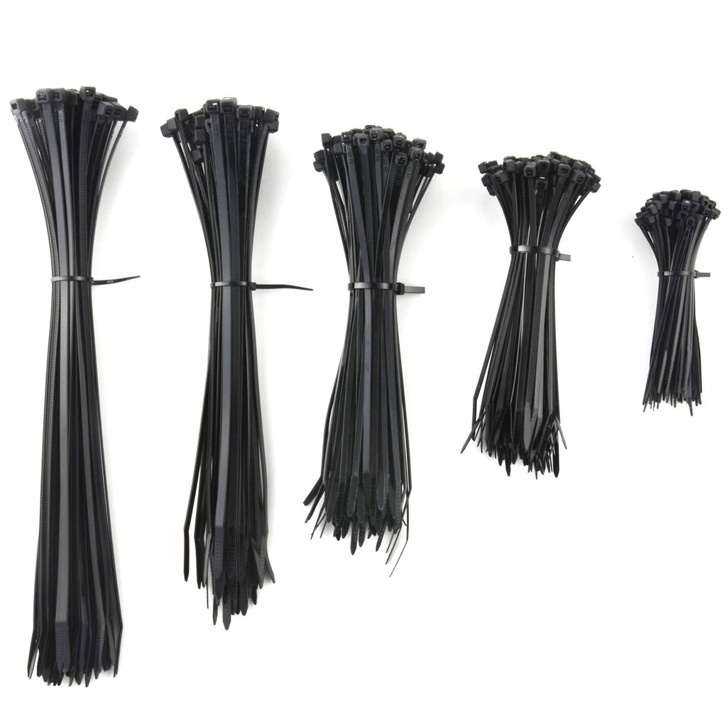  [AUSTRALIA] - 400Pcs Zip Ties and Heavy Duty Nylon Cable Ties 4 6 8 10 12 inch Black Plastic Tie Wraps by KoberrLi