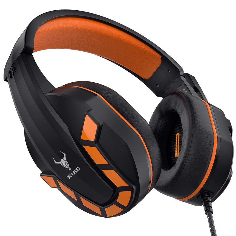  [AUSTRALIA] - Kikc PS4 Gaming Headset with Mic for Xbox One, PS5, PC, Mobile Phone and Notebook, Controllable Volume Gaming Headphones with Soft Earmuffs, Headphones for Kid Orange 1