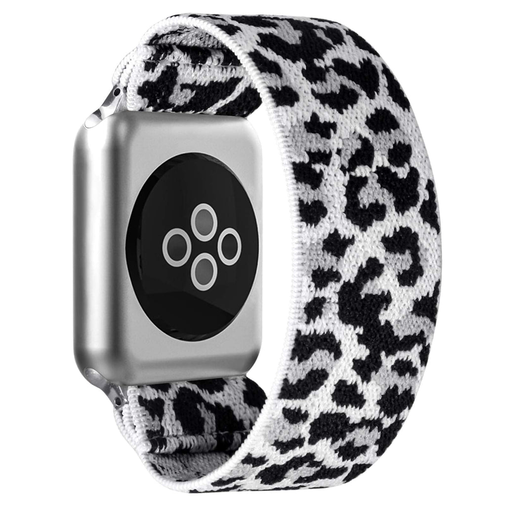  [AUSTRALIA] - BMBEAR Stretchy Strap Loop Compatible with Apple Watch Band 38mm 40mm iWatch Series 6/5/4/3/2/1 Snow Leopard 1-Snow Leopard 38mm/40mm S-fits Wrist Size: 4.7-6.3 inch