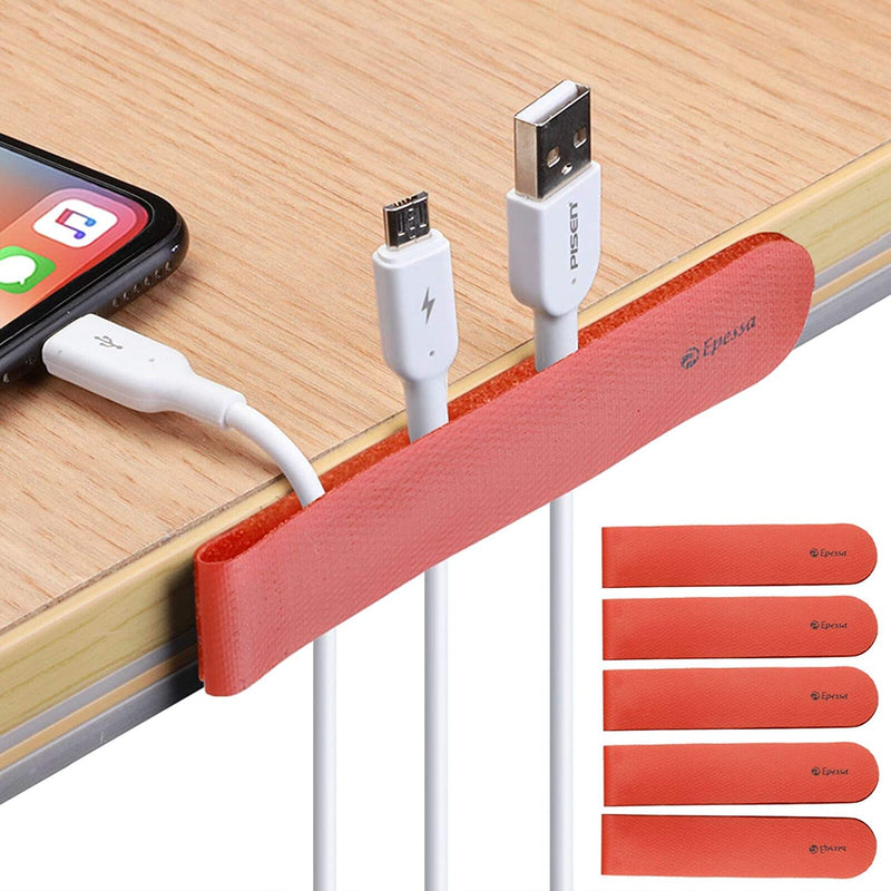  [AUSTRALIA] - Epessa Unobtrusive Slim Cable Organizer,Cable Management Cord Organizer for Organizing Cable Cords Home and Office (Pack of 5)(Orange) ORANGE