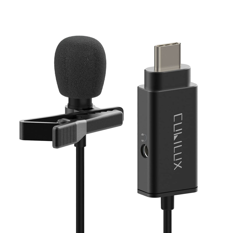  [AUSTRALIA] - Cubilux MLC-2 USB C Lavalier Microphone with 3.5mm Headphone Jack, Type C Lapel MIC Compatible with iPad Pro/Air 5 4/Mini 6 MacBook, Samsung Note 20/10 S21/S20 Tab S7/S6, Pixel 6 Pro 5 4 3 XL, 5 FT Omnidirectional, 5 Feet USB C, Single-MIC