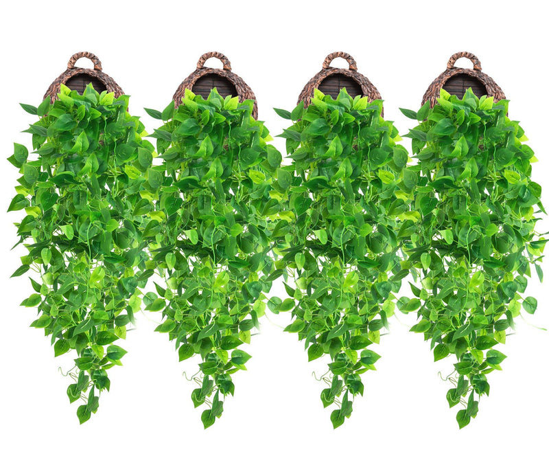  [AUSTRALIA] - 4 Pcs Artificial Hanging Plants 3.6ft Fake Ivy Vines, Fake Ivy Leaves Hanging Plant Wall Plants for Wall Decor Home Garden Wedding Party Indoor Outdoor Decoration (Basket Not Included) Green