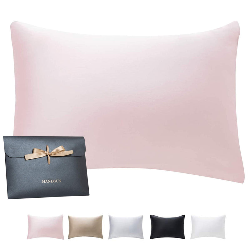  [AUSTRALIA] - HandSun Silk Pillowcase for Hair and Skin with Gift Package, 100% Natural Mulberry Silk Pillow Covers with Hidden Zipper Standard Size for Christmas Standard(20"x26")-New Pink