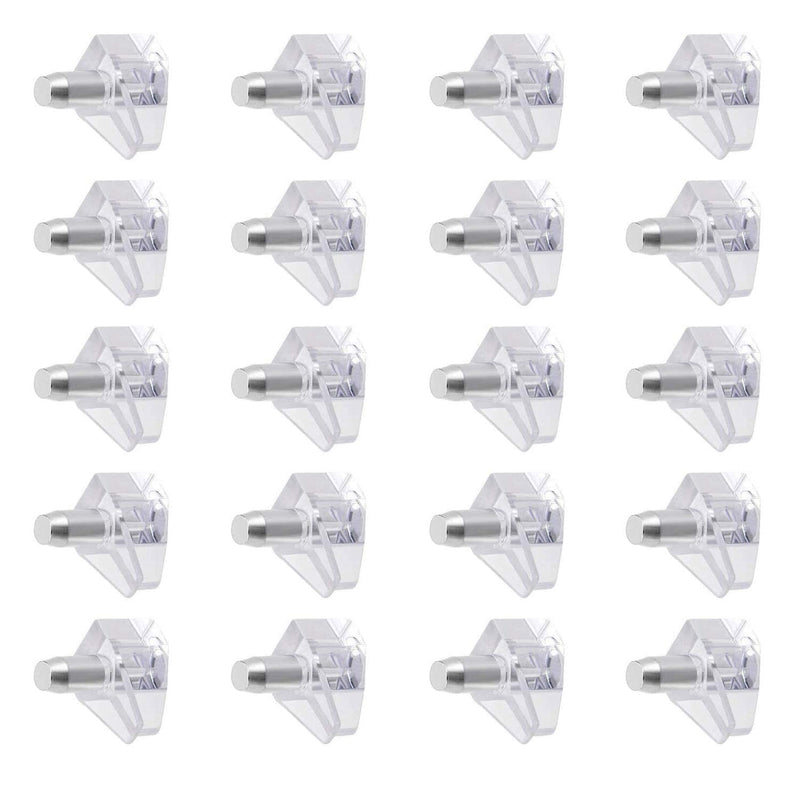  [AUSTRALIA] - 5 mm Clear Shelf Support Pegs Cabinet Clips Holder Plastic Bookcase Self-Locking Pins