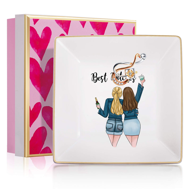 [AUSTRALIA] - Birthday Gift for Sister - Funny BFF Birthday Gifts for Women, Ceramic Ring Dish Trinket Tray Friendship Gift Bestie Gift