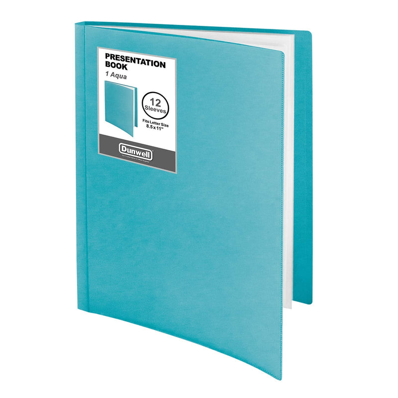  [AUSTRALIA] - Dunwell 12-Pocket Bound Presentation Book - (Aqua), Presentation Binder with Plastic Sleeves, Displays 24 Pages 8.5x11" Sheets, Binder with Pockets, Sheet Protector Binder, Portfolio Folder 1 Pack Aqua Blue