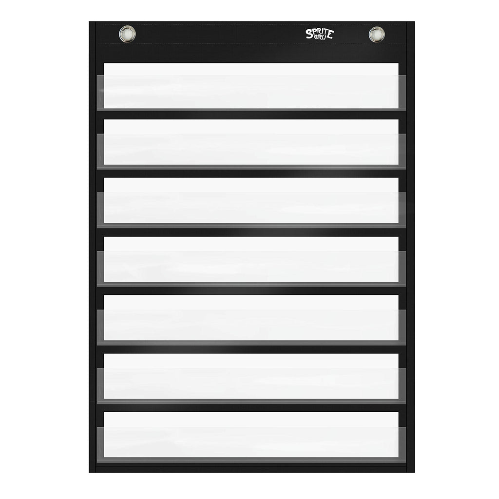  [AUSTRALIA] - Magnetic Pocket Chart with 10 Dry Erase Cards for Standards,Daily Schedule,Activities,Class demonstrations (Black) Black