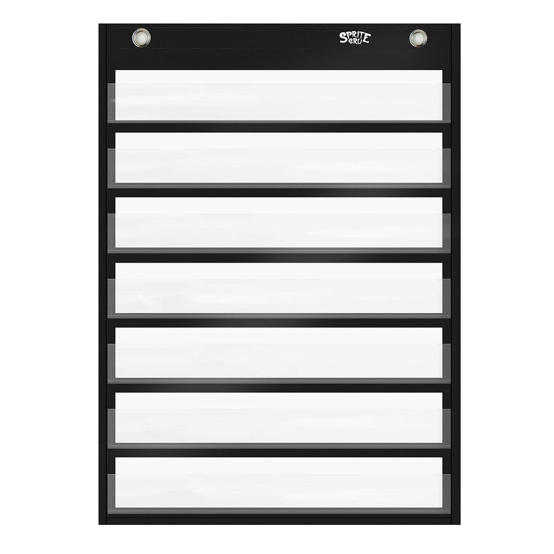  [AUSTRALIA] - Magnetic Pocket Chart with 10 Dry Erase Cards for Standards,Daily Schedule,Activities,Class demonstrations (Black) Black