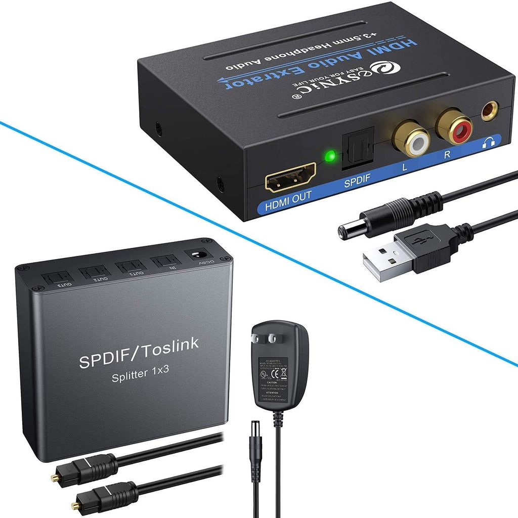  [AUSTRALIA] - eSynic 1080P HDMI Audio Extractor HDMI to HDMI + Optical + Analog RCA L/R + 3.5mm Jack & 1X3 SPDIF Toslink Optical Digital Audio Splitter